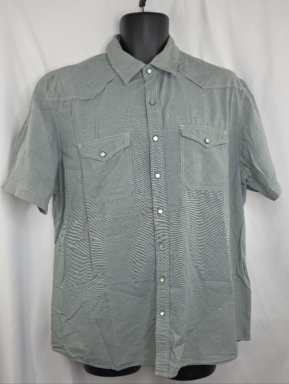 Old Navy Men's Button Down Shirt Size XL Western Fit Green Gray CW-3761